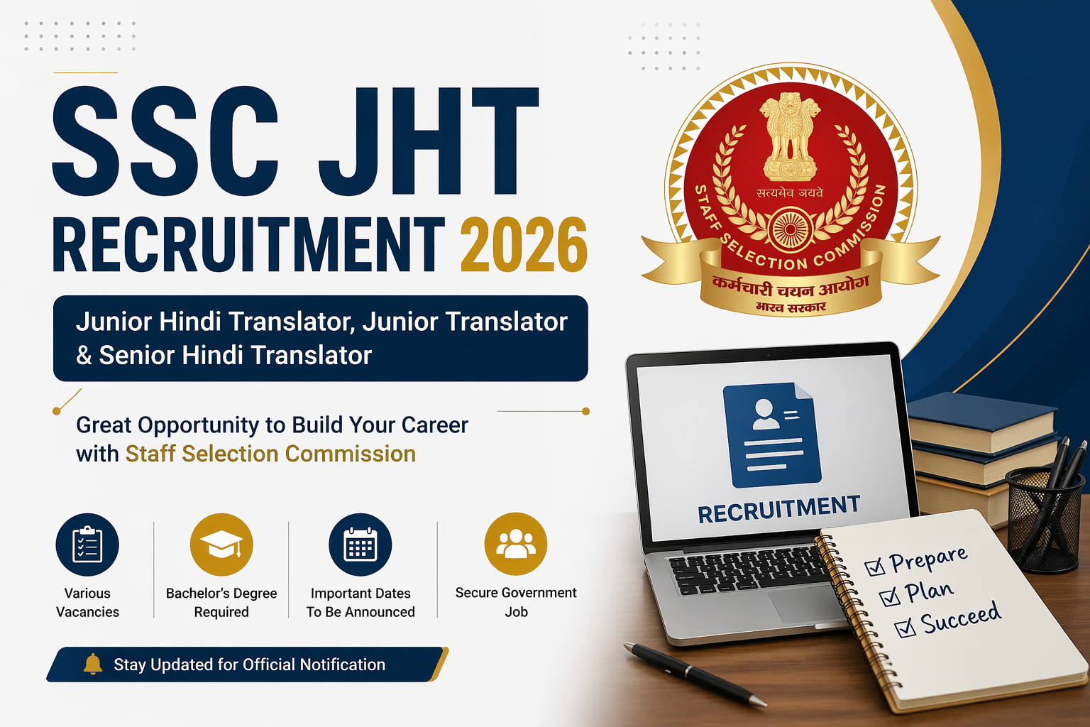 SSC JHT Recruitment 2026 Notification Details