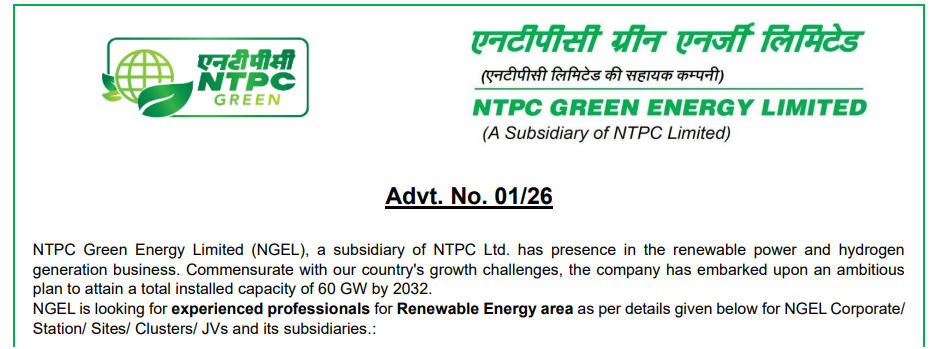 NTPC Green Energy Recruitment 2026 Notification Details