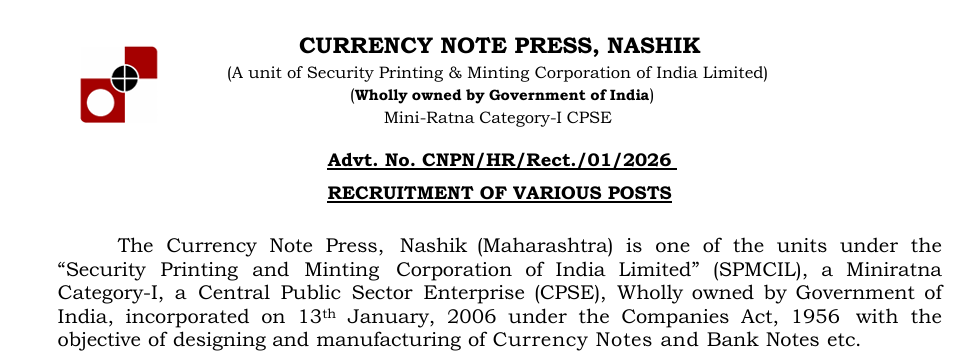 CNP Nashik Recruitment 2026 Notification Details