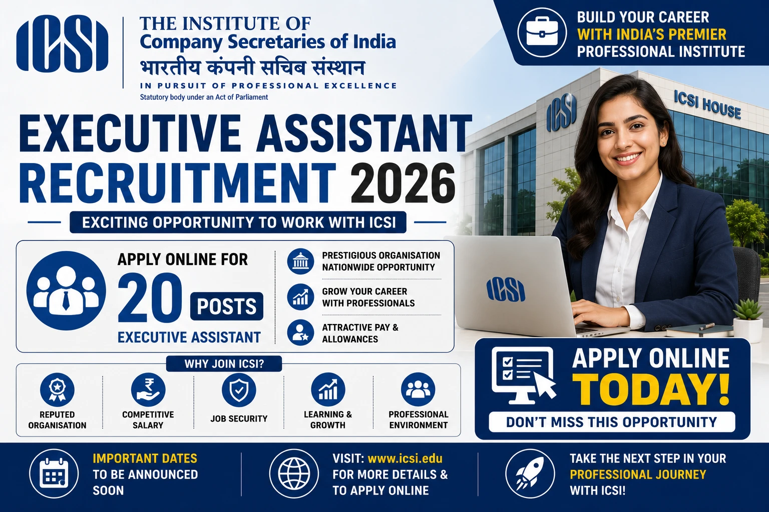 ICSI Executive Assistant Recruitment 2026