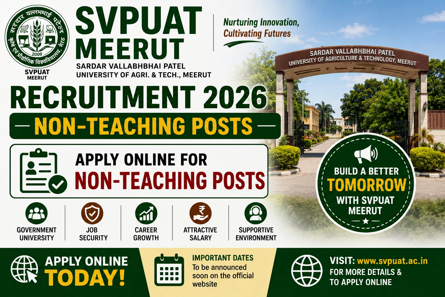 SVPUAT Meerut Non-Teaching Recruitment 2026